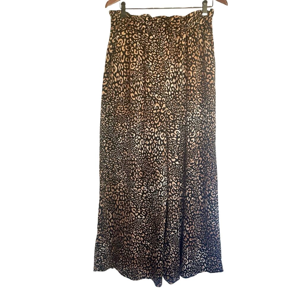 Express Leopard/Cheeetah Print Satin Palazzo Pants High‎ Waisted Wide Leg MEDIUM